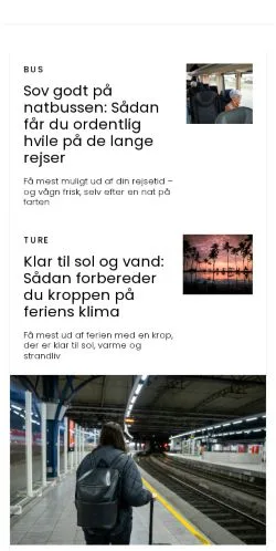 Förhandsvisning av webbplatsen fritur.dk, medium i Danmark för sponsrade artiklar