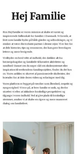 Anteprima del sito hejfamilie.dk, media di Danimarca per articoli sponsorizzati
