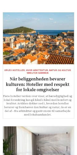Podgląd witryny hoteloplevelser.dk, medium z kraju Dania do artykułów sponsorowanych