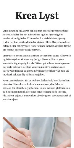 Forhåndsvisning af krealyst.dk, medie fra Danmark til sponsorerede artikler