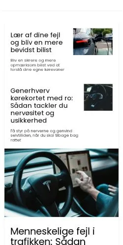 Pré-visualização do site kunkoerekort.dk, meio de Dinamarca para artigos patrocinados