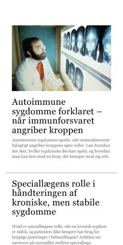 Förhandsvisning av webbplatsen laegetips.dk, medium i Danmark för sponsrade artiklar