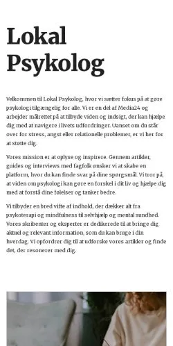Podgląd witryny lokalpsykolog.dk, medium z kraju Dania do artykułów sponsorowanych