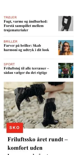 Forhåndsvisning av nettstedet modekluns.dk, medium fra Danmark for sponsede artikler