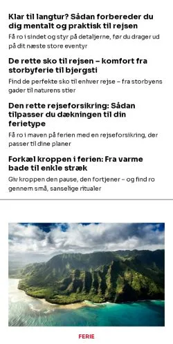 Anteprima del sito rejseferie.dk, media di Danimarca per articoli sponsorizzati