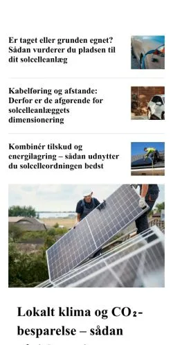 Forhåndsvisning af solcelleinfo.dk, medie fra Danmark til sponsorerede artikler