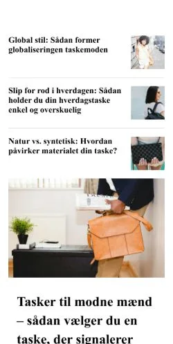 Preview of the taskeronline.dk website, a media outlet in Denmark for sponsored articles