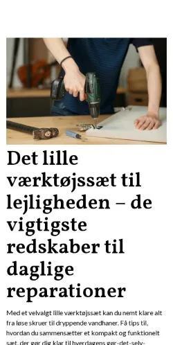 Aperçu du site vaerktoejstips.dk, média de Danemark pour articles sponsorisés