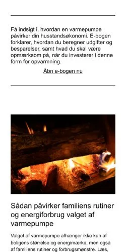 Podgląd witryny varmepumpelandet.dk, medium z kraju Dania do artykułów sponsorowanych