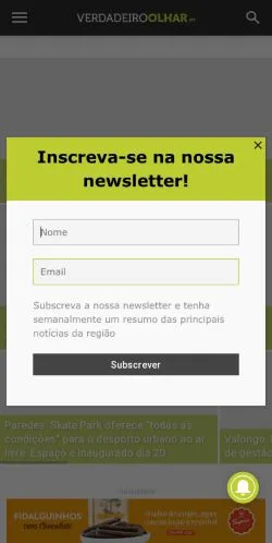 Podgląd witryny Verdadeiro Olhar, medium z kraju Portugalia do artykułów sponsorowanych