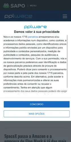 Podgląd witryny Pplware, medium z kraju Portugalia do artykułów sponsorowanych