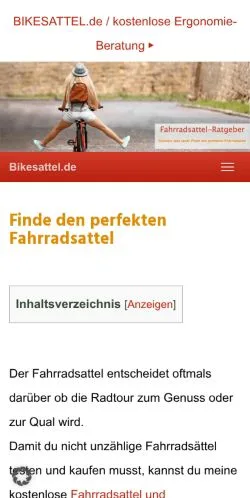 スポンサード記事向けのドイツメディア、Bikesattelのサイトプレビュー