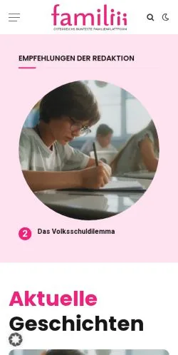 Anteprima del sito Familiii, media di Austria per articoli sponsorizzati