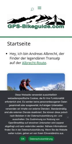 스폰서 기사용 독일 매체 GPS Bikeguide 사이트 미리보기