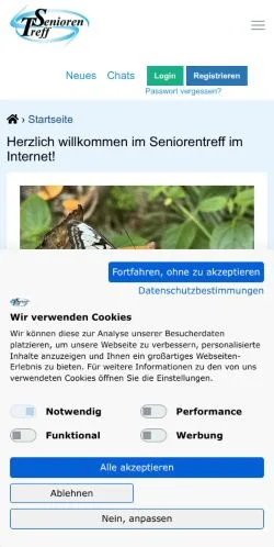 Anteprima del sito Seniorentreff im Internet, media di Germania per articoli sponsorizzati