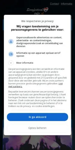 Anteprima del sito Songfestivalinfo, media di Paesi Bassi per articoli sponsorizzati
