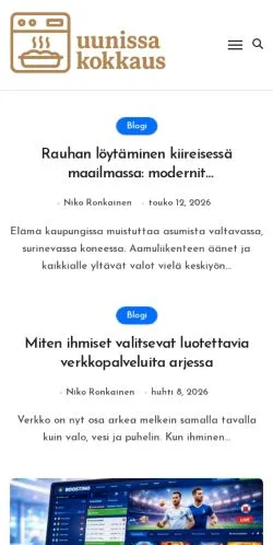 스폰서 기사용 핀란드 매체 UunissaKokkaus 사이트 미리보기