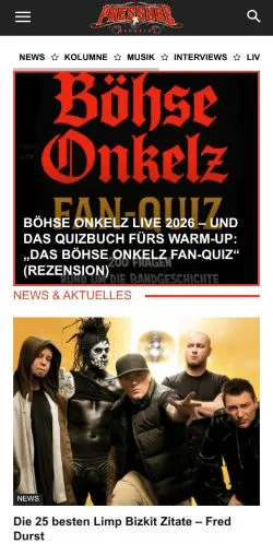 Anteprima del sito Pressure Magazine, media di Germania per articoli sponsorizzati