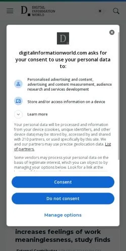 Forhåndsvisning av nettstedet Digital Information World, medium fra USA for sponsede artikler