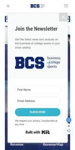 스폰서 기사용 미국 매체 Business of College Sports 사이트 미리보기