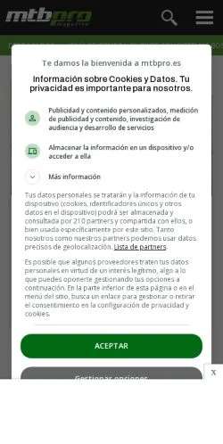 Vorschau der Website MTB Pro, Medium aus Spanien für gesponserte Artikel