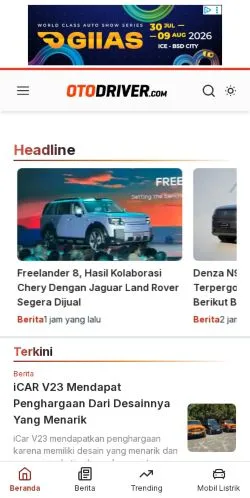 Sponsorlu makaleler için Endonezya medyası OtoDriver sitesinin önizlemesi