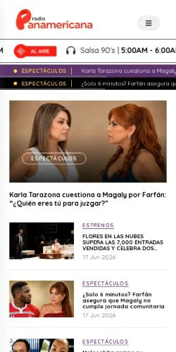 Anteprima del sito Radio Panamericana, media di Spagna per articoli sponsorizzati