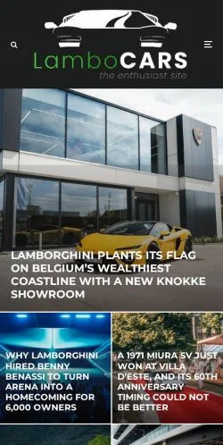 Förhandsvisning av webbplatsen LamboCars, medium i USA för sponsrade artiklar