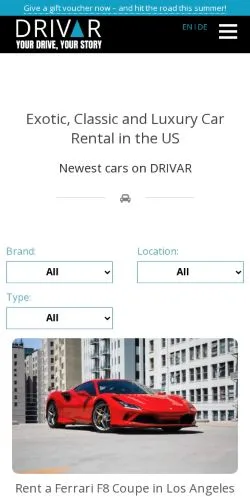 Förhandsvisning av webbplatsen Drivar, medium i USA för sponsrade artiklar