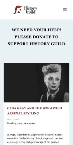 スポンサード記事向けのアメリカ合衆国メディア、History Guildのサイトプレビュー