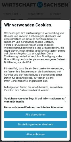 Podgląd witryny wirtschaft-in-sachsen, medium z kraju Niemcy do artykułów sponsorowanych