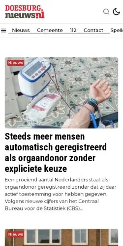 Anteprima del sito Doesburg Nieuws, media di Paesi Bassi per articoli sponsorizzati