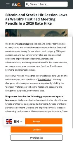 Anteprima del sito Brave New Coin, media di Stati Uniti per articoli sponsorizzati