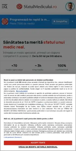 Anteprima del sito Sfatul Medicului, media di Romania per articoli sponsorizzati