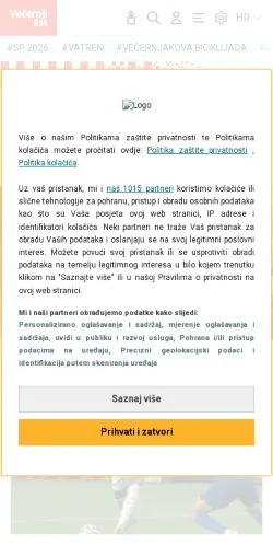 스폰서 기사용 크로아티아 매체 Večernji.hr 사이트 미리보기