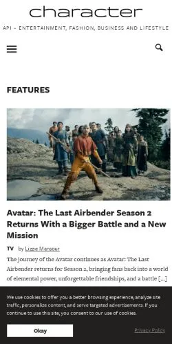 Forhåndsvisning av nettstedet Character, medium fra USA for sponsede artikler