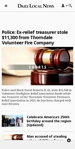 Preview of the Daily Local website, a media outlet in United States for sponsored articles