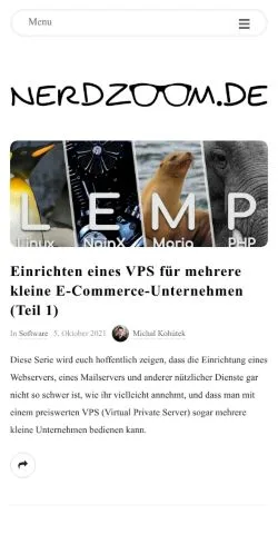Forhåndsvisning av nettstedet NerdZoom, medium fra Tyskland for sponsede artikler