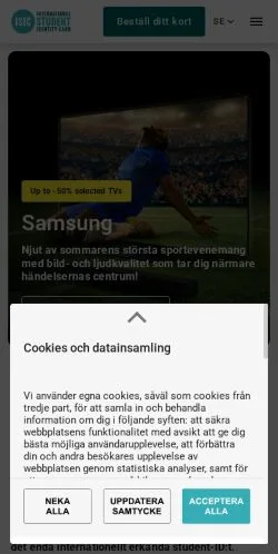 Preview of the ISIC Card website, a media outlet in Sweden for sponsored articles