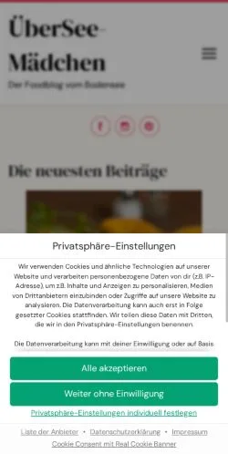 Anteprima del sito ÜberSee-Mädchen, media di Germania per articoli sponsorizzati