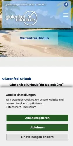 Anteprima del sito Glutenfrei Urlaub, media di Germania per articoli sponsorizzati