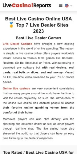 Anteprima del sito Live Casino Reports, media di Stati Uniti per articoli sponsorizzati