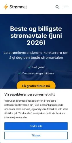 스폰서 기사용 노르웨이 매체 Strømnet 사이트 미리보기