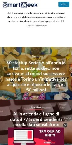 Forhåndsvisning av nettstedet Smartweek, medium fra Italia for sponsede artikler
