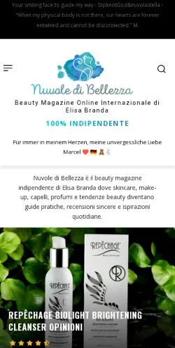 Pré-visualização do site Nuvole Di Bellezza, meio de Itália para artigos patrocinados