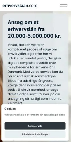 Anteprima del sito Erhvervslaan, media di Danimarca per articoli sponsorizzati