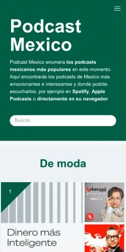 Podgląd witryny Podcast Mexico, medium z kraju Meksyk do artykułów sponsorowanych