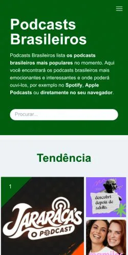 Podgląd witryny Podcasts Brasileiros, medium z kraju Brazylia do artykułów sponsorowanych