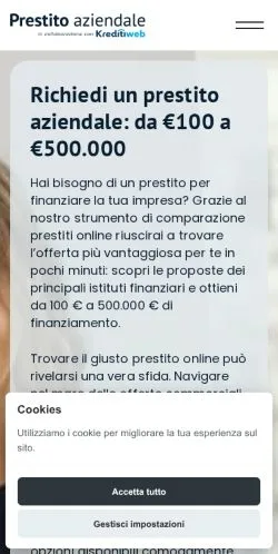 Anteprima del sito Prestito Aziendale, media di Italia per articoli sponsorizzati