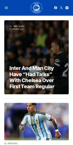 스폰서 기사용 영국 매체 Talk Chelsea 사이트 미리보기